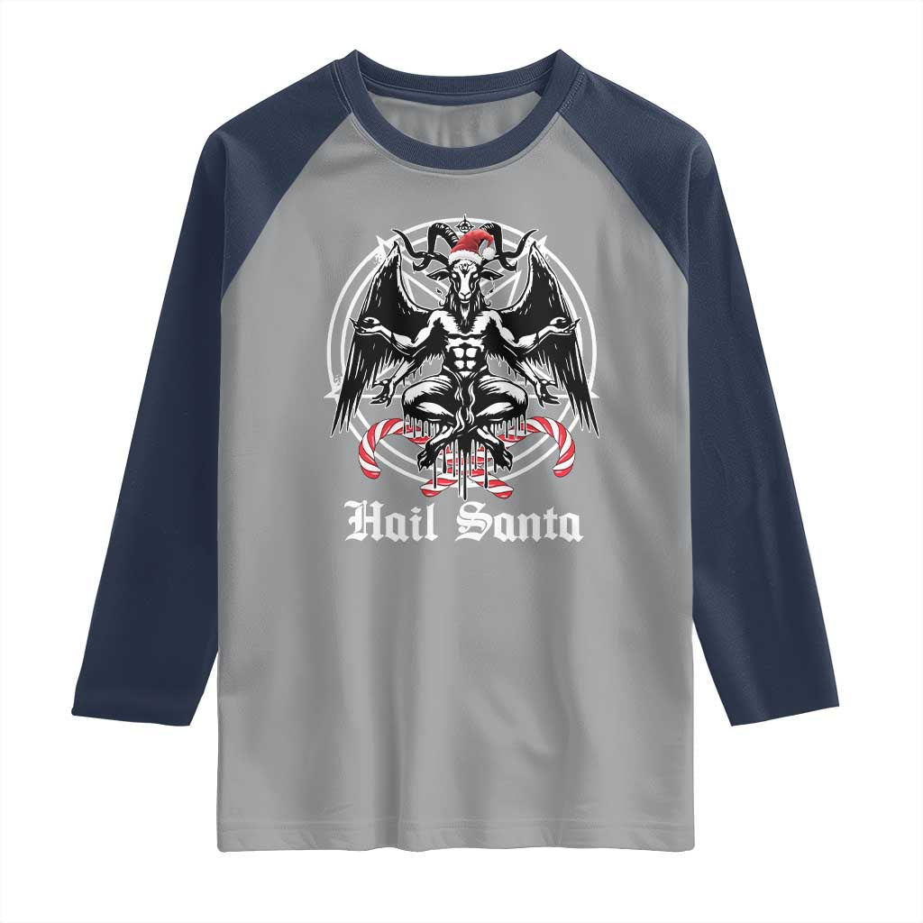 Hail Santa Gothic Christmas Raglan Shirt Baphomet Gothmas Pentagram - Wonder Print Shop