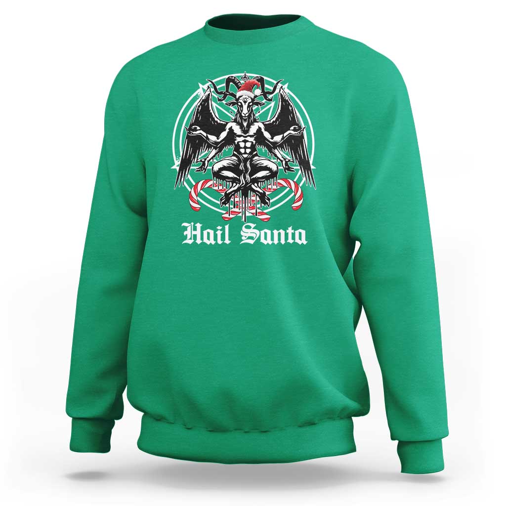 Hail Santa Gothic Christmas Sweatshirt Baphomet Gothmas Pentagram - Wonder Print Shop