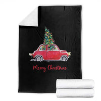 Merry Christmas Throw Blanket Vintage Xmas Tree Car - Wonder Print Shop