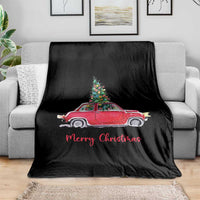 Merry Christmas Throw Blanket Vintage Xmas Tree Car - Wonder Print Shop