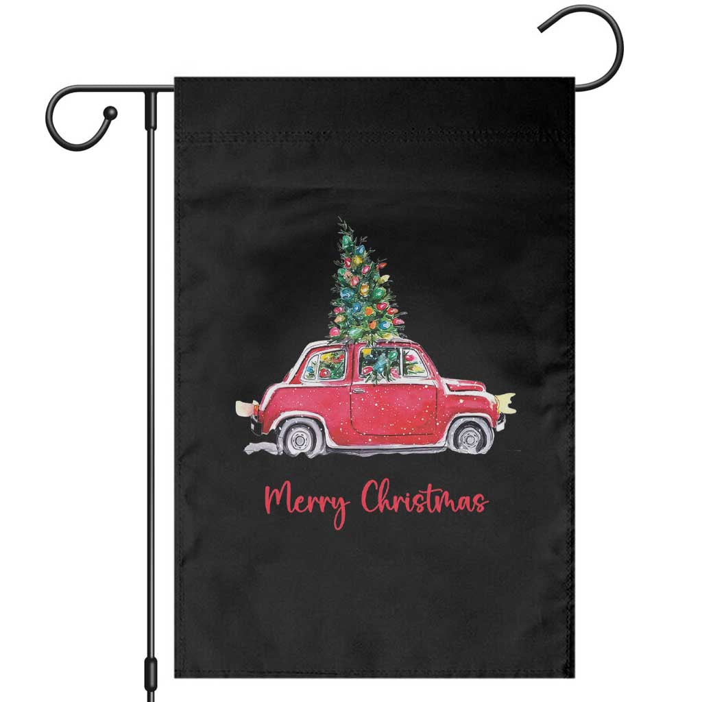 Merry Christmas Garden Flag Vintage Xmas Tree Car - Wonder Print Shop