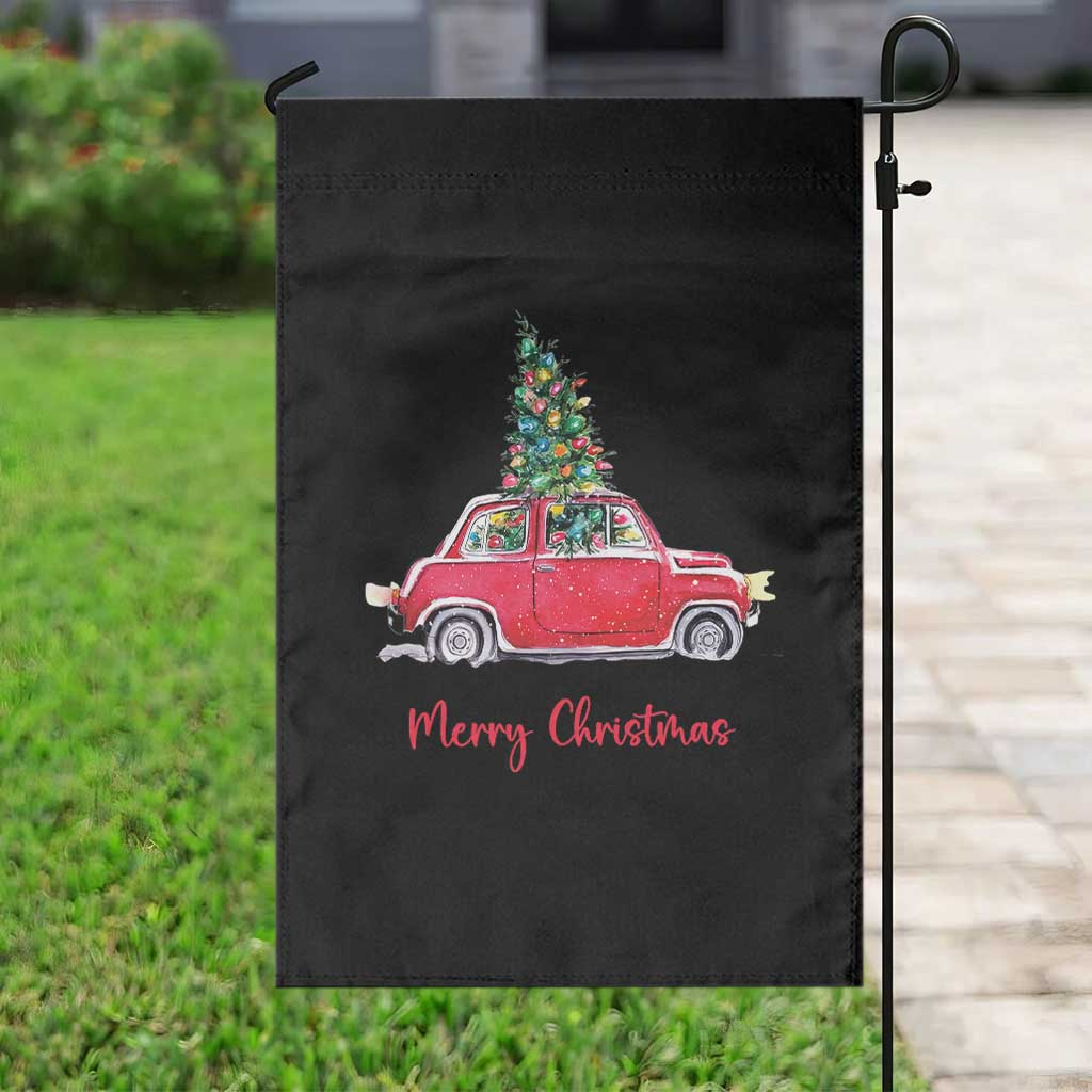 Merry Christmas Garden Flag Vintage Xmas Tree Car - Wonder Print Shop