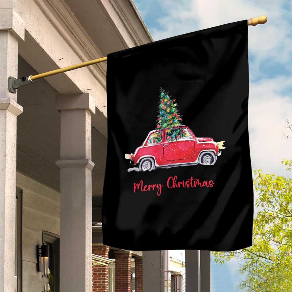 Merry Christmas Garden Flag Vintage Xmas Tree Car - Wonder Print Shop