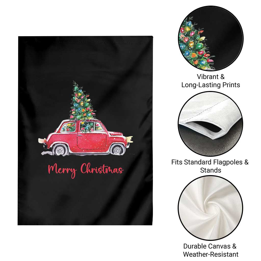 Merry Christmas Garden Flag Vintage Xmas Tree Car - Wonder Print Shop