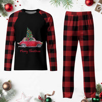 Merry Christmas Plaid Pajama Set Vintage Xmas Tree Car - Wonder Print Shop