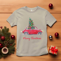Merry Christmas T Shirt Vintage Xmas Tree Car - Wonder Print Shop