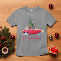 Merry Christmas T Shirt Vintage Xmas Tree Car - Wonder Print Shop