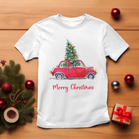Merry Christmas T Shirt Vintage Xmas Tree Car - Wonder Print Shop