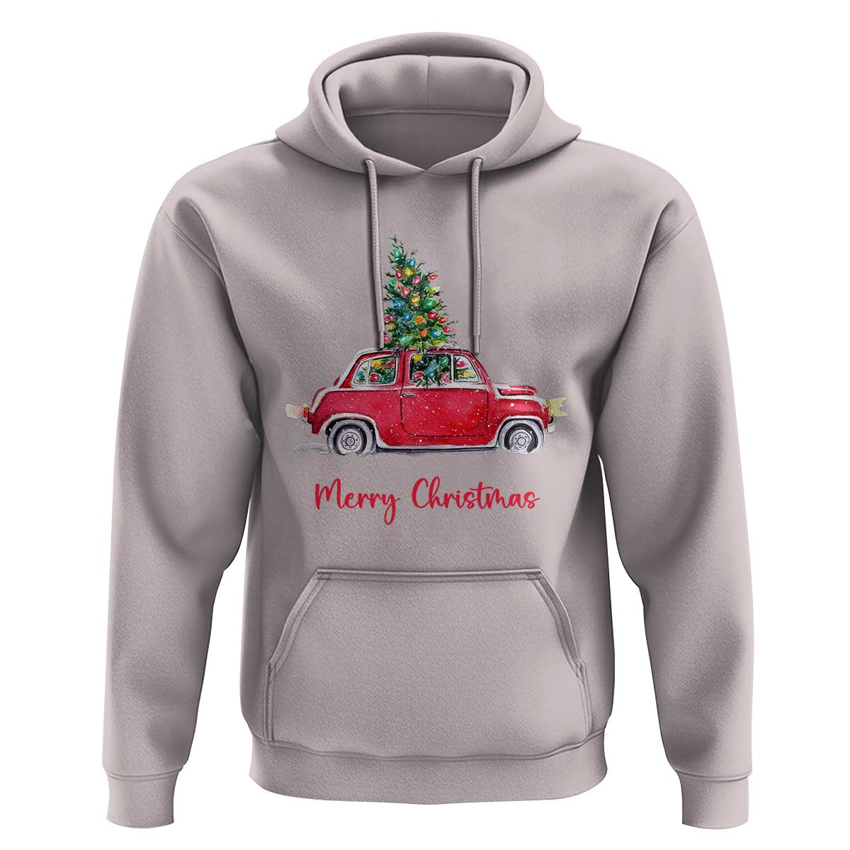 Merry Christmas Hoodie Vintage Xmas Tree Car