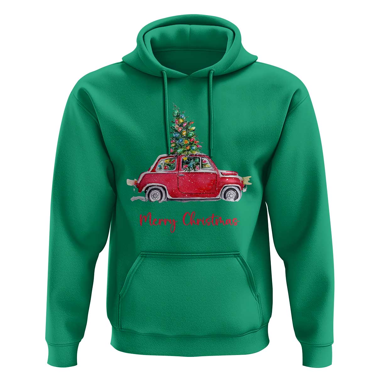 Merry Christmas Hoodie Vintage Xmas Tree Car