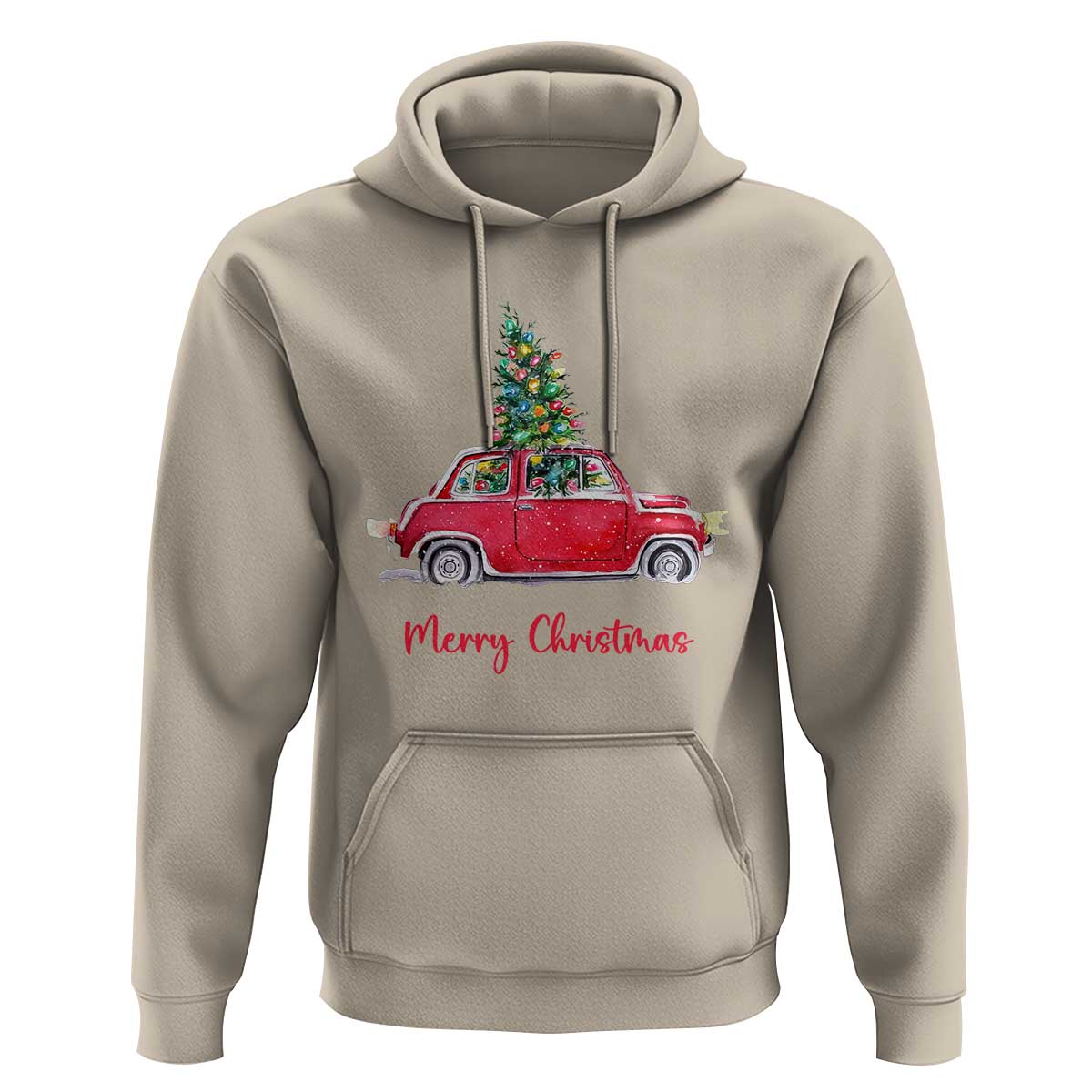 Merry Christmas Hoodie Vintage Xmas Tree Car