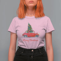 Merry Christmas T Shirt For Women Vintage Xmas Tree Car - Wonder Print Shop