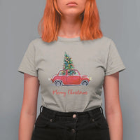 Merry Christmas T Shirt For Women Vintage Xmas Tree Car - Wonder Print Shop