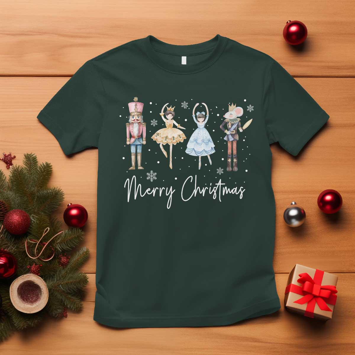 Merry Christmas Nutcracker Ballerina Mouseking T Shirt - Wonder Print Shop
