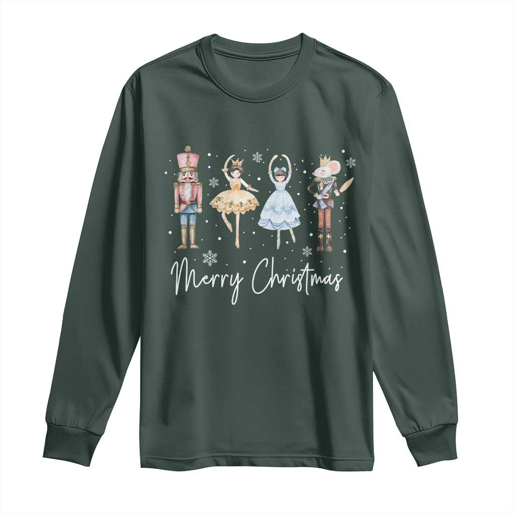 Merry Christmas Nutcracker Ballerina Mouseking Long Sleeve Shirt