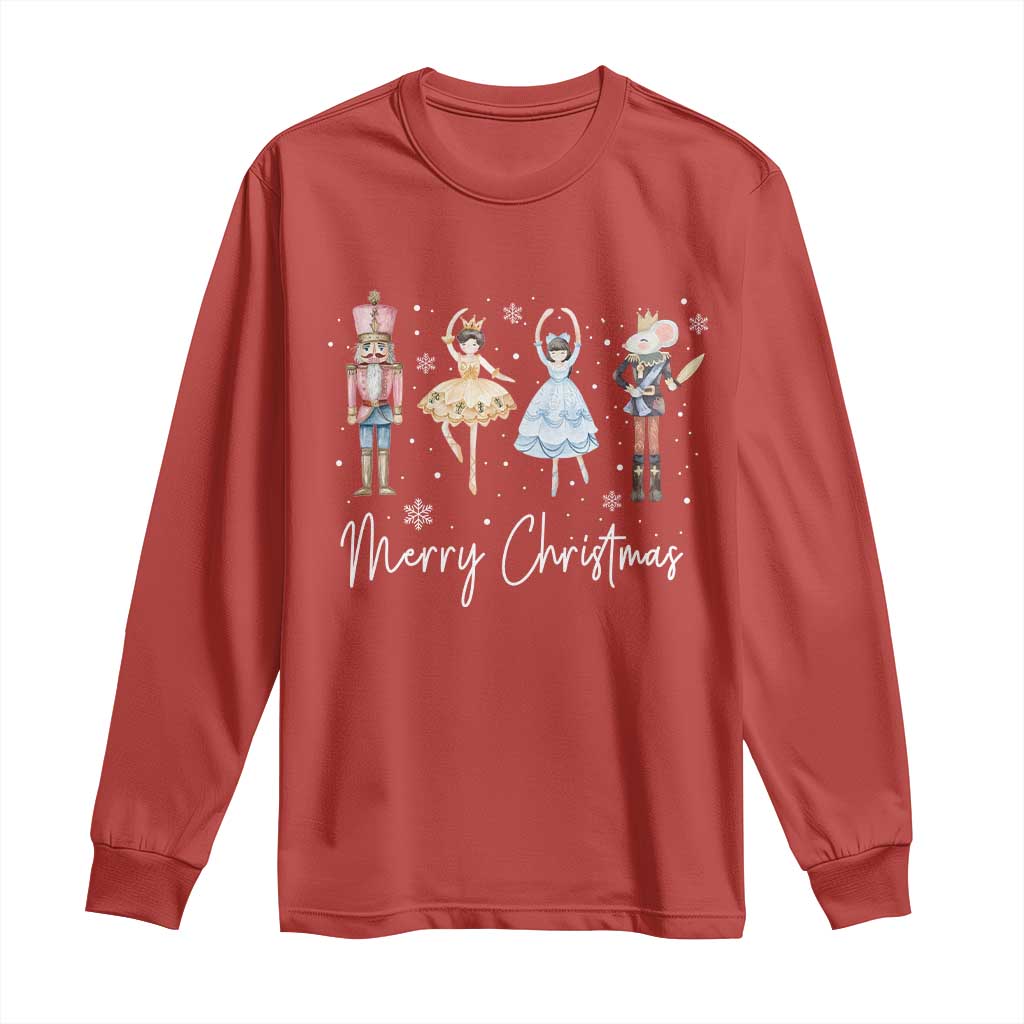 Merry Christmas Nutcracker Ballerina Mouseking Long Sleeve Shirt