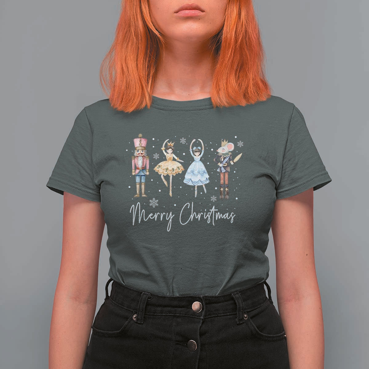 Merry Christmas Nutcracker Ballerina Mouseking T Shirt For Women - Wonder Print Shop