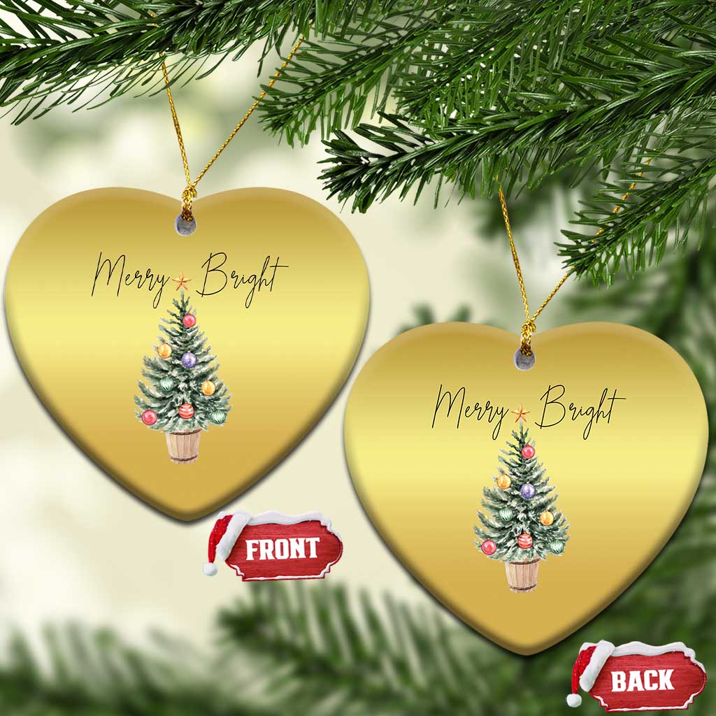 Xmas Christmas Ornament Merry And Bright Retro Xmas Tree - Wonder Print Shop