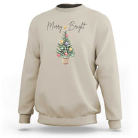 Christmas Sweatshirt Merry And Bright Retro Xmas Tree - Wonder Print Shop