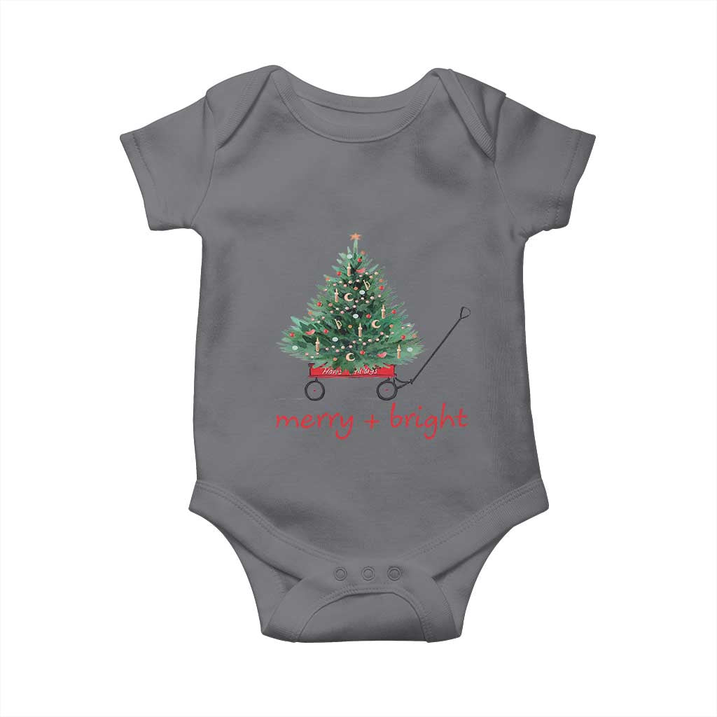 Christmas Baby Onesie Merry And Bright Retro Xmas Tree Wagon