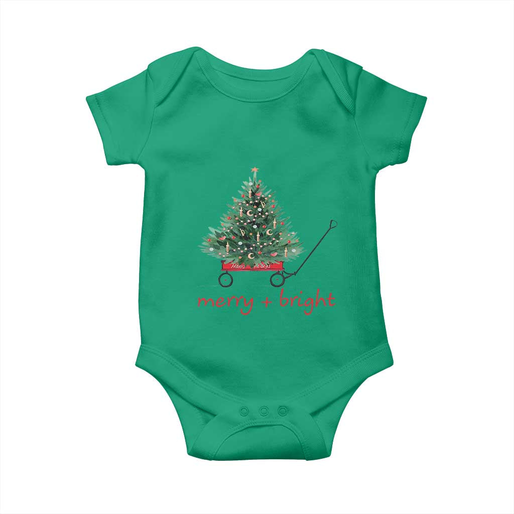 Christmas Baby Onesie Merry And Bright Retro Xmas Tree Wagon