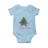 Christmas Baby Onesie Merry And Bright Retro Xmas Tree Wagon