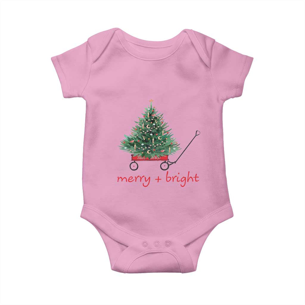 Christmas Baby Onesie Merry And Bright Retro Xmas Tree Wagon