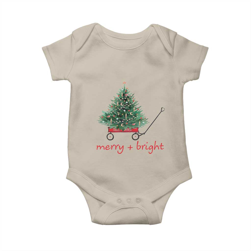 Christmas Baby Onesie Merry And Bright Retro Xmas Tree Wagon