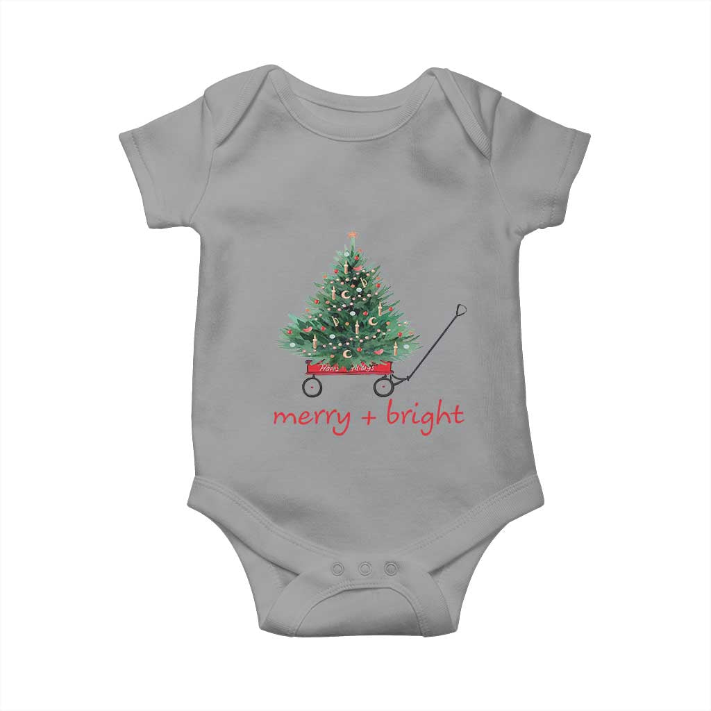 Christmas Baby Onesie Merry And Bright Retro Xmas Tree Wagon