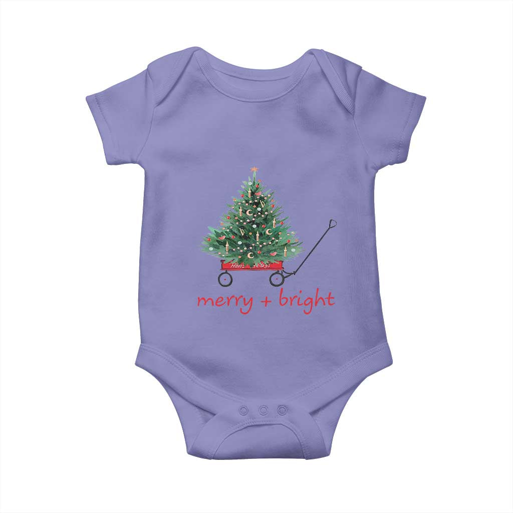 Christmas Baby Onesie Merry And Bright Retro Xmas Tree Wagon