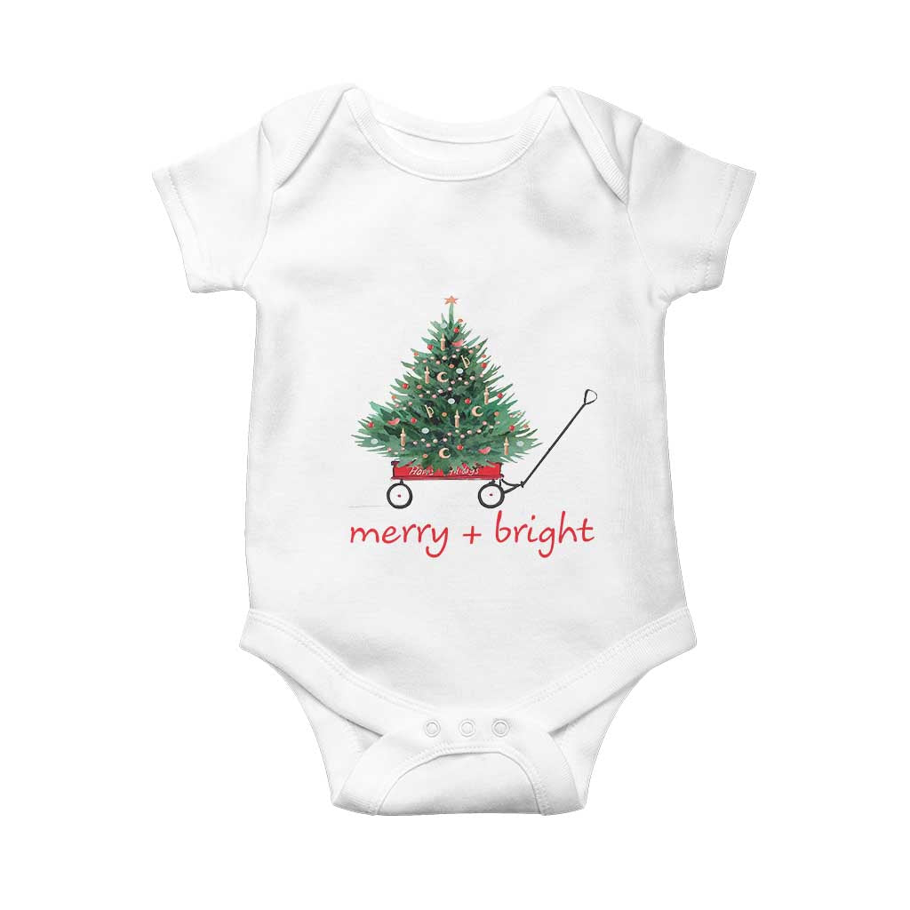 Christmas Baby Onesie Merry And Bright Retro Xmas Tree Wagon