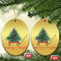 Xmas Christmas Ornament Merry And Bright Retro Xmas Tree Wagon - Wonder Print Shop