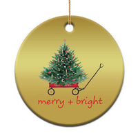 Xmas Christmas Ornament Merry And Bright Retro Xmas Tree Wagon - Wonder Print Shop