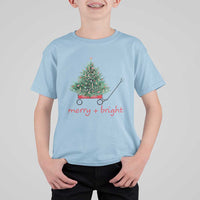 Christmas T Shirt For Kid Merry And Bright Retro Xmas Tree Wagon - Wonder Print Shop