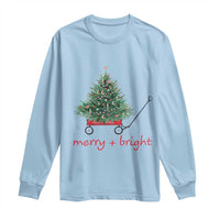 Christmas Long Sleeve Shirt Merry And Bright Retro Xmas Tree Wagon