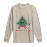Christmas Long Sleeve Shirt Merry And Bright Retro Xmas Tree Wagon