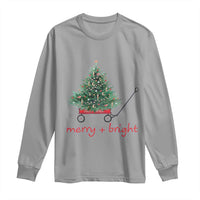 Christmas Long Sleeve Shirt Merry And Bright Retro Xmas Tree Wagon