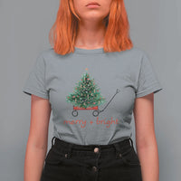 Christmas T Shirt For Women Merry And Bright Retro Xmas Tree Wagon - Wonder Print Shop