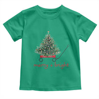 Christmas Toddler T Shirt Merry And Bright Retro Xmas Tree Wagon