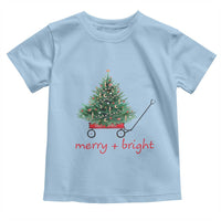 Christmas Toddler T Shirt Merry And Bright Retro Xmas Tree Wagon