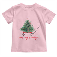 Christmas Toddler T Shirt Merry And Bright Retro Xmas Tree Wagon