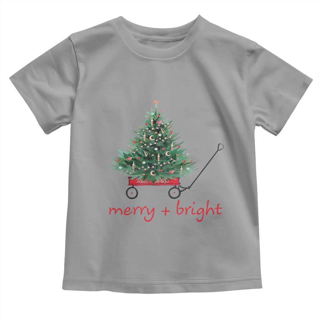 Christmas Toddler T Shirt Merry And Bright Retro Xmas Tree Wagon