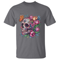 Day Of The Dead T Shirt Vintage Sugar Skull Flower Butterfly - Wonder Print Shop