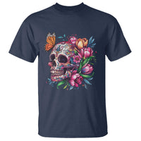 Day Of The Dead T Shirt Vintage Sugar Skull Flower Butterfly - Wonder Print Shop