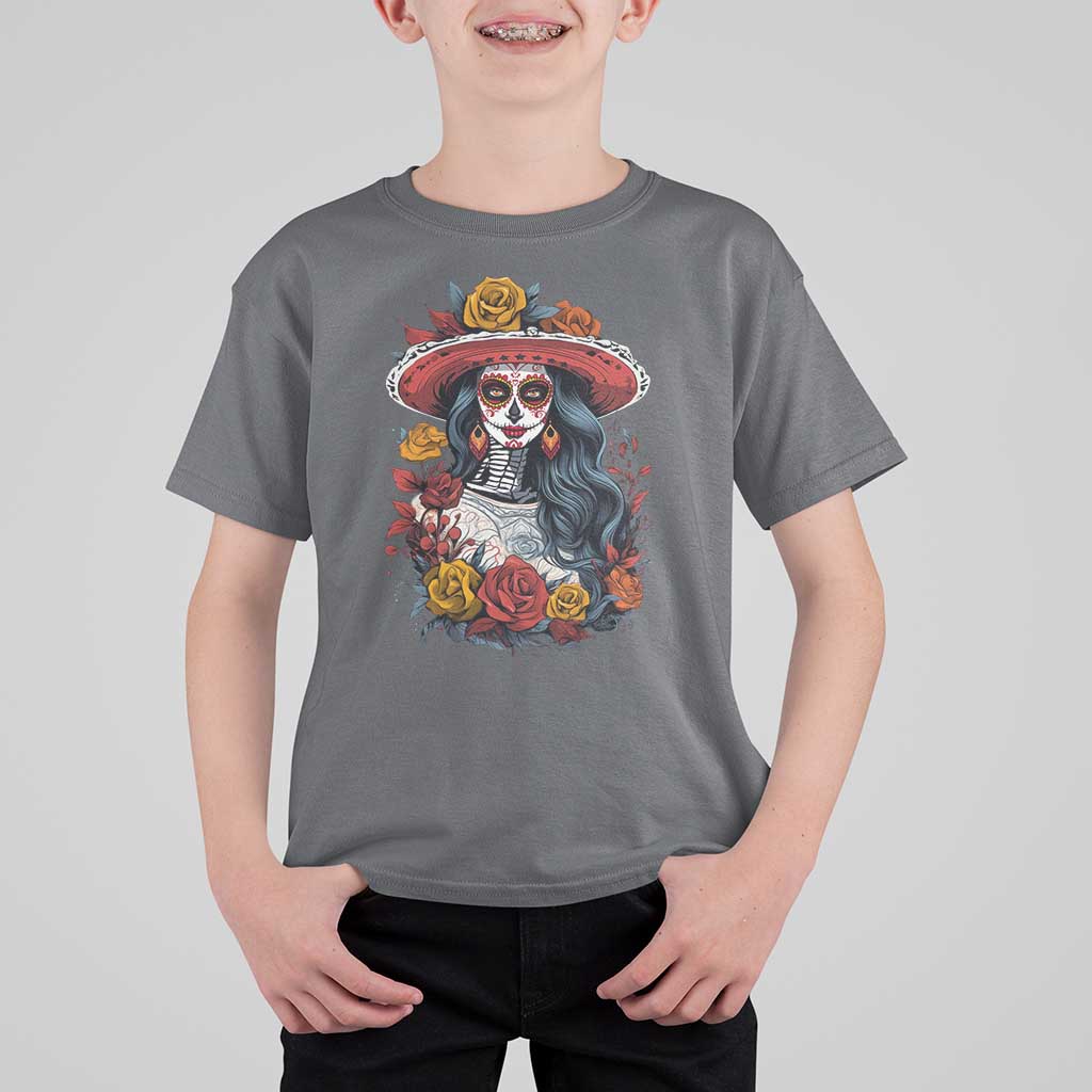 Day Of The Dead T Shirt For Kid La Catrina De Los Muertos Sugar Skull - Wonder Print Shop