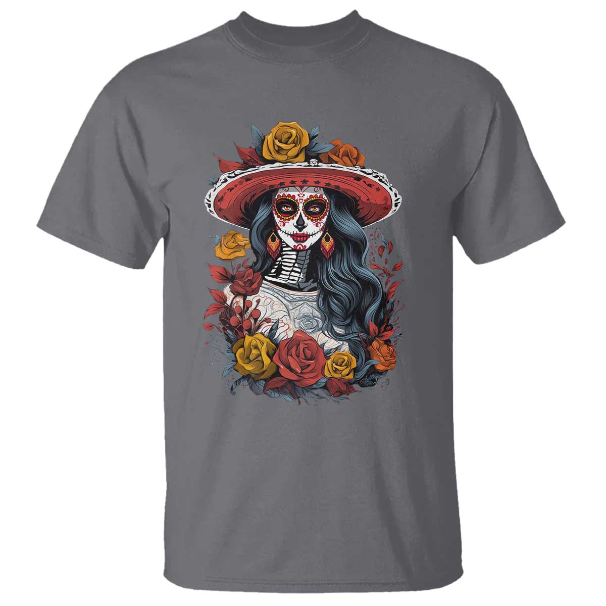 Day Of The Dead T Shirt La Catrina De Los Muertos Sugar Skull - Wonder Print Shop