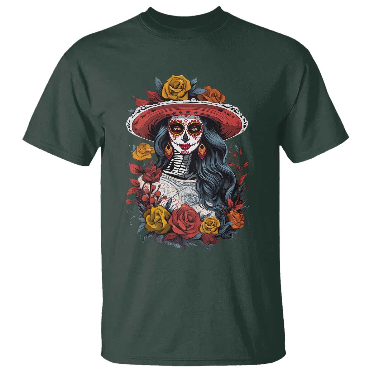 Day Of The Dead T Shirt La Catrina De Los Muertos Sugar Skull - Wonder Print Shop