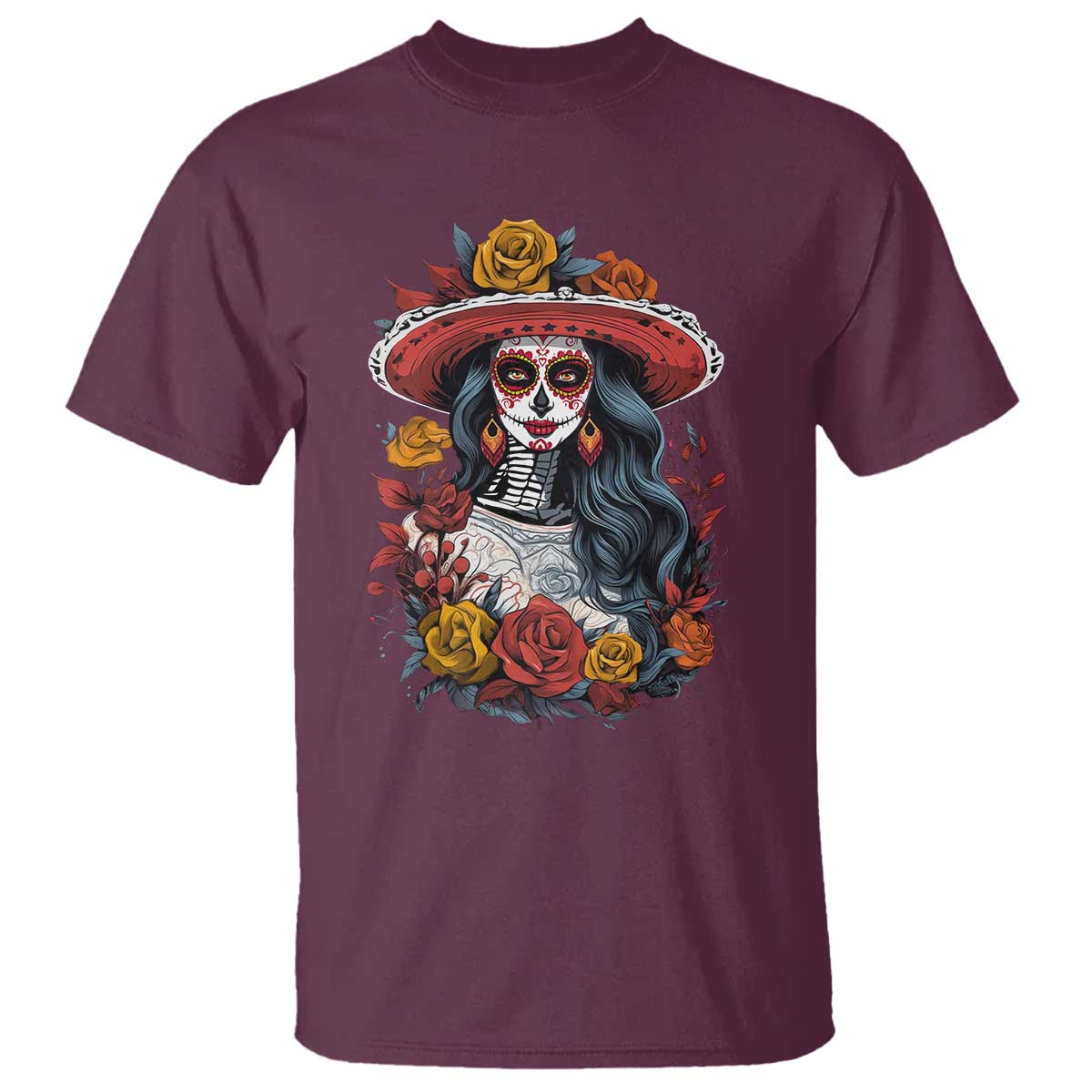 Day Of The Dead T Shirt La Catrina De Los Muertos Sugar Skull - Wonder Print Shop