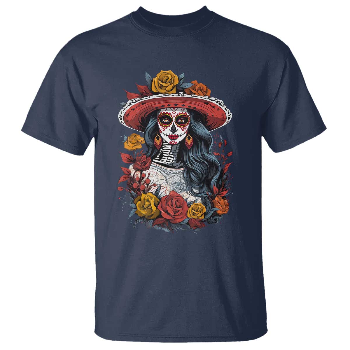 Day Of The Dead T Shirt La Catrina De Los Muertos Sugar Skull - Wonder Print Shop