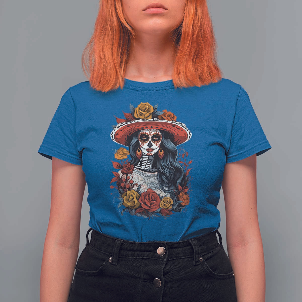 Day Of The Dead T Shirt For Women La Catrina De Los Muertos Sugar Skull - Wonder Print Shop